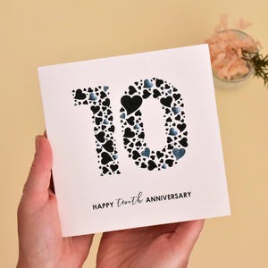 Cartão de 10º aniversário de corações - DOWNLOAD INSTANTÂNEO