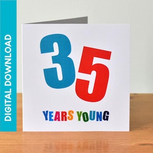 Cartão de aniversário de 35 anos - DOWNLOAD DIGITAL