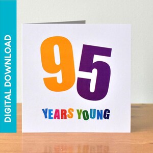 Cartão de aniversário de 95 anos - DOWNLOAD DIGITAL