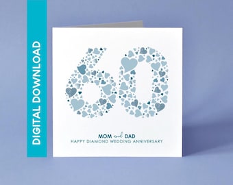 Diamanthochzeit Jahrestag Karte - INSTANT DOWNLOAD