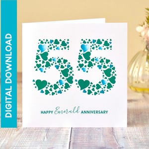 Hearts Emerald 55th Anniversary Card - NATYCHMIASTOWE POBIERANIE