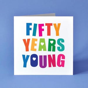 Carte d'anniversaire cinquante ans, jeune - Lot de 5 cartes d'anniversaire