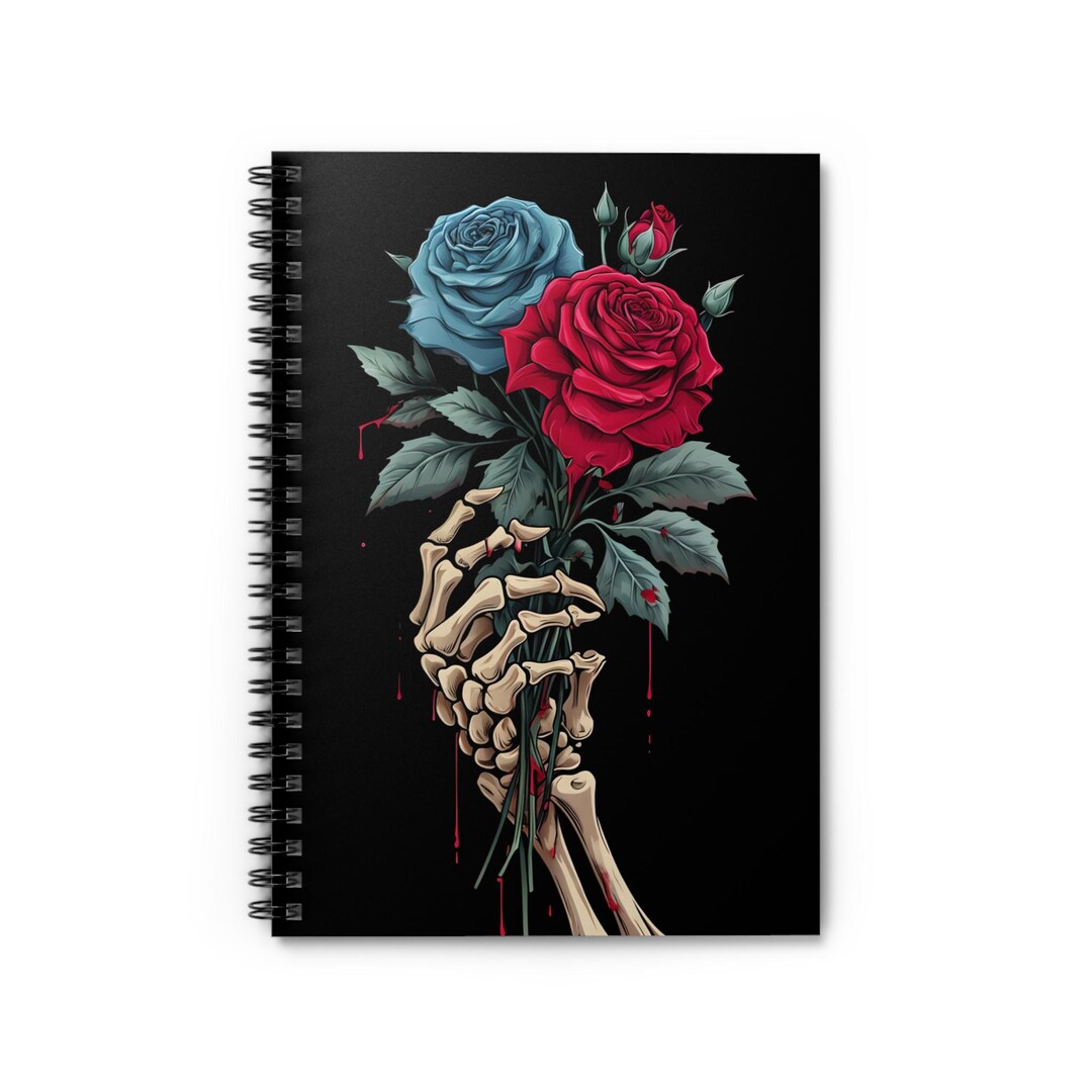 Skeleton Hand Holding Red and Blue Roses - Gothic Floral Art- Dark ...