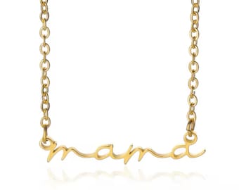 Mama Necklace Gold Color – Mom Pendant, Minimalist Jewelry, Mother’s Day Gift, Dainty Necklace for Her, Mama Gift