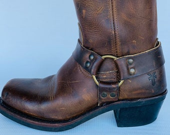 distressed harness boots