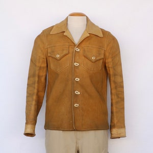 Nice Spokane Glove and Tanning Company mens leather jacket with fancy bone buttons Size 42