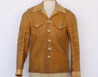 Nice Spokane Glove and Tanning Company mens leather jacket with fancy bone buttons Size 42