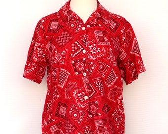 Vintage Red Bandanna Womens Western Shirt