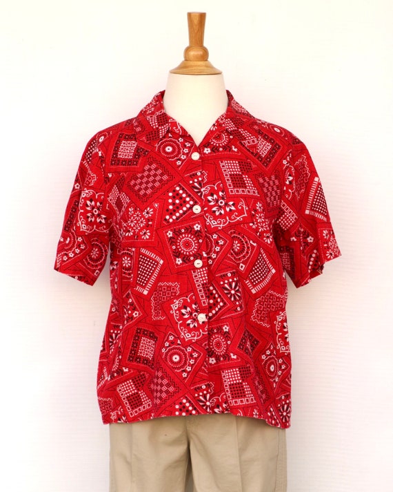 Vintage Red Bandanna Womens Western Shirt - image 1