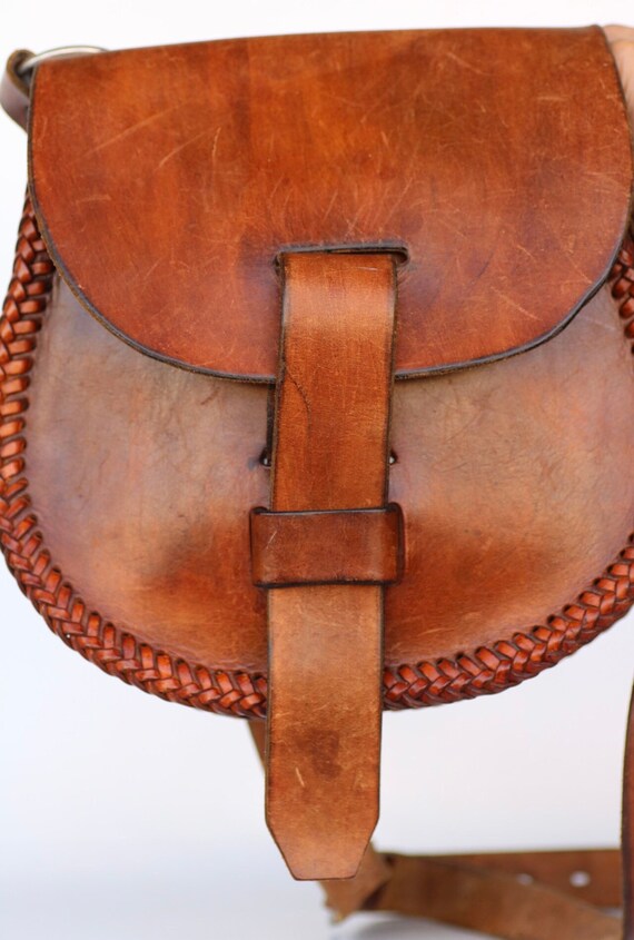 Beautiful vintage hand made leather shoulder bag