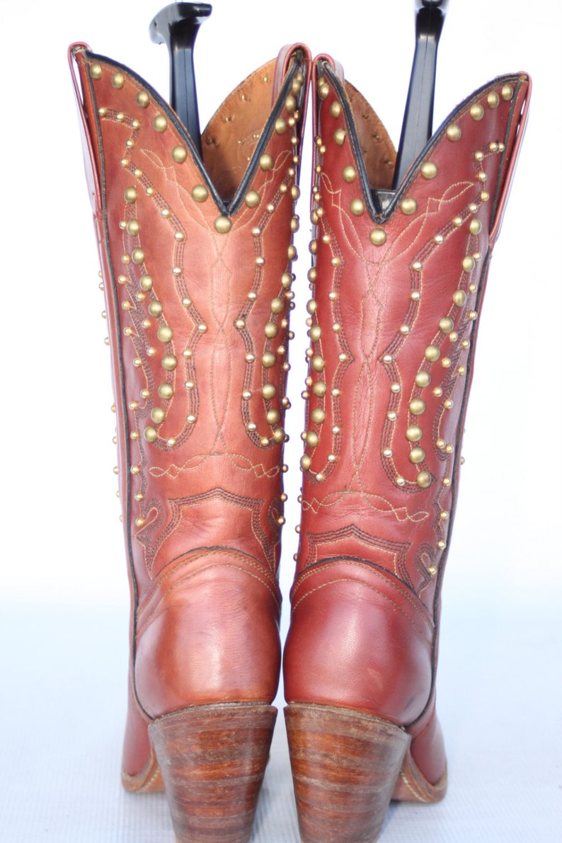 MINT Beautiful Sexy vintage Miss Capezio Studded leather womens cowboy boots 7 M image 4