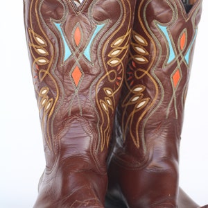 Beautiful vintage 50&#39;s Acme cloth pull fancy cutout leather men&#39;s cowboy boots 9 D