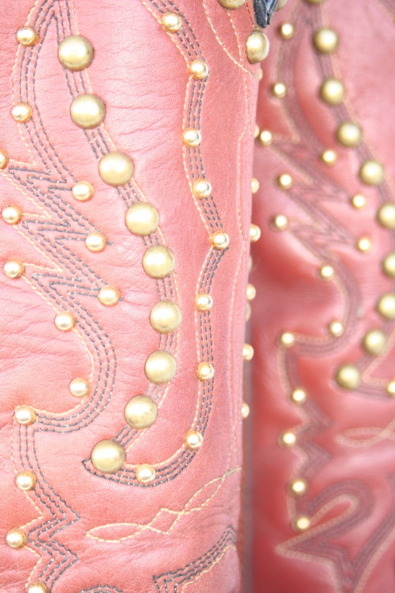 MINT Beautiful Sexy vintage Miss Capezio Studded leather womens cowboy boots 7 M image 2