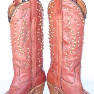 MINT Beautiful Sexy vintage Miss Capezio Studded leather womens cowboy boots 7 M image 3