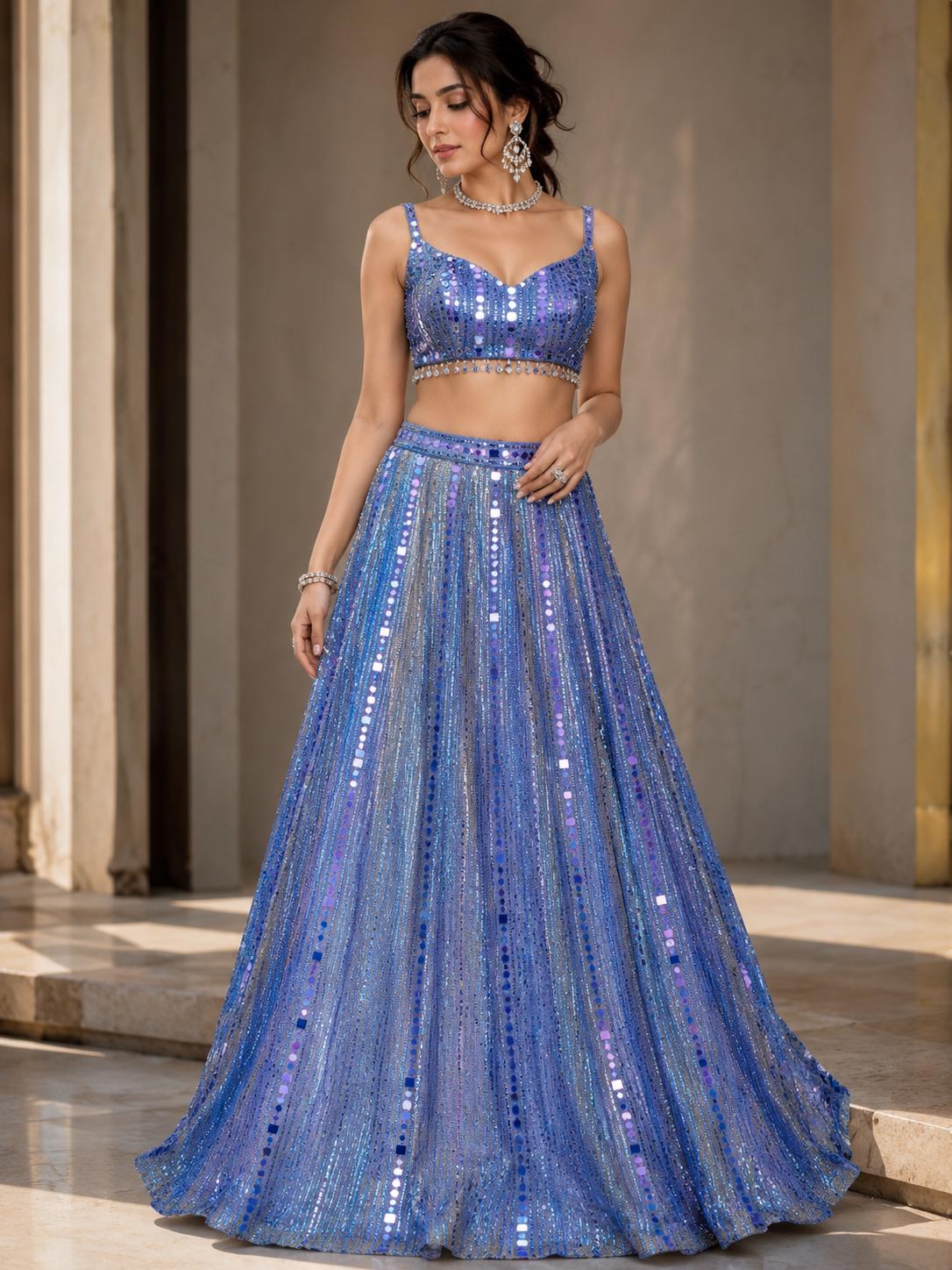 open lace back dress Sharara Set for Women | Hand Mirror Work Party Wear Sharara Suit main image 0