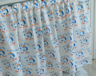 Let's Play Dog Pattern Valance, Rod-Pocket Cotton Short Curtain