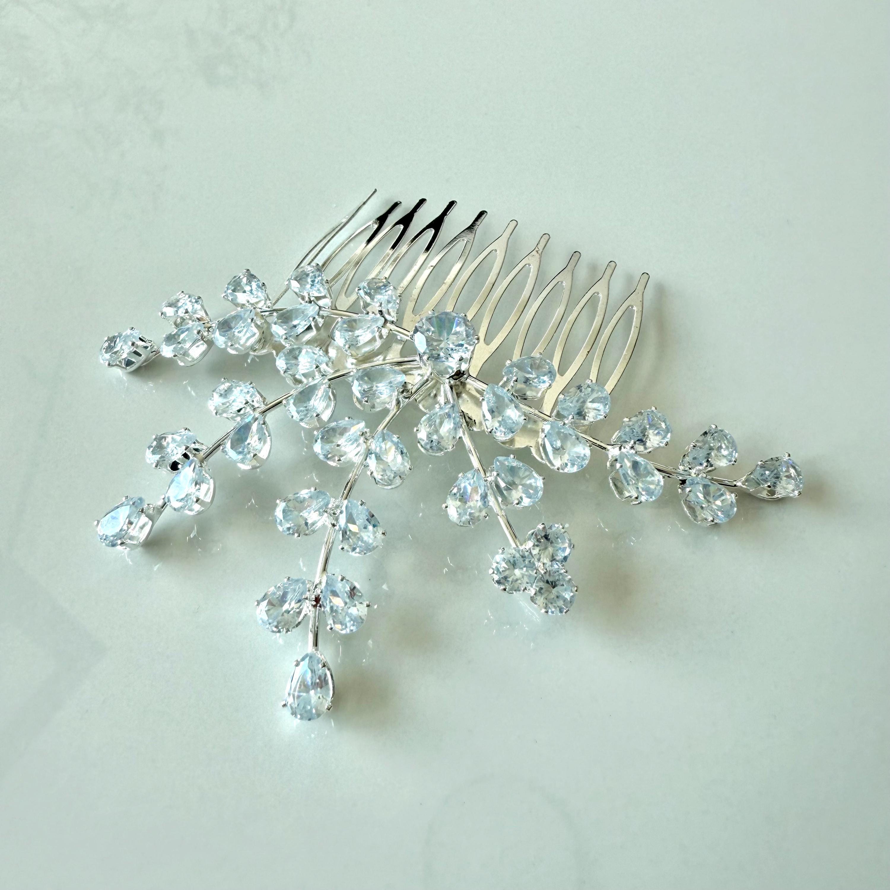 Bridal Crystal Hair Comb: Silver Wedding Hair Accessory With  display picture 1