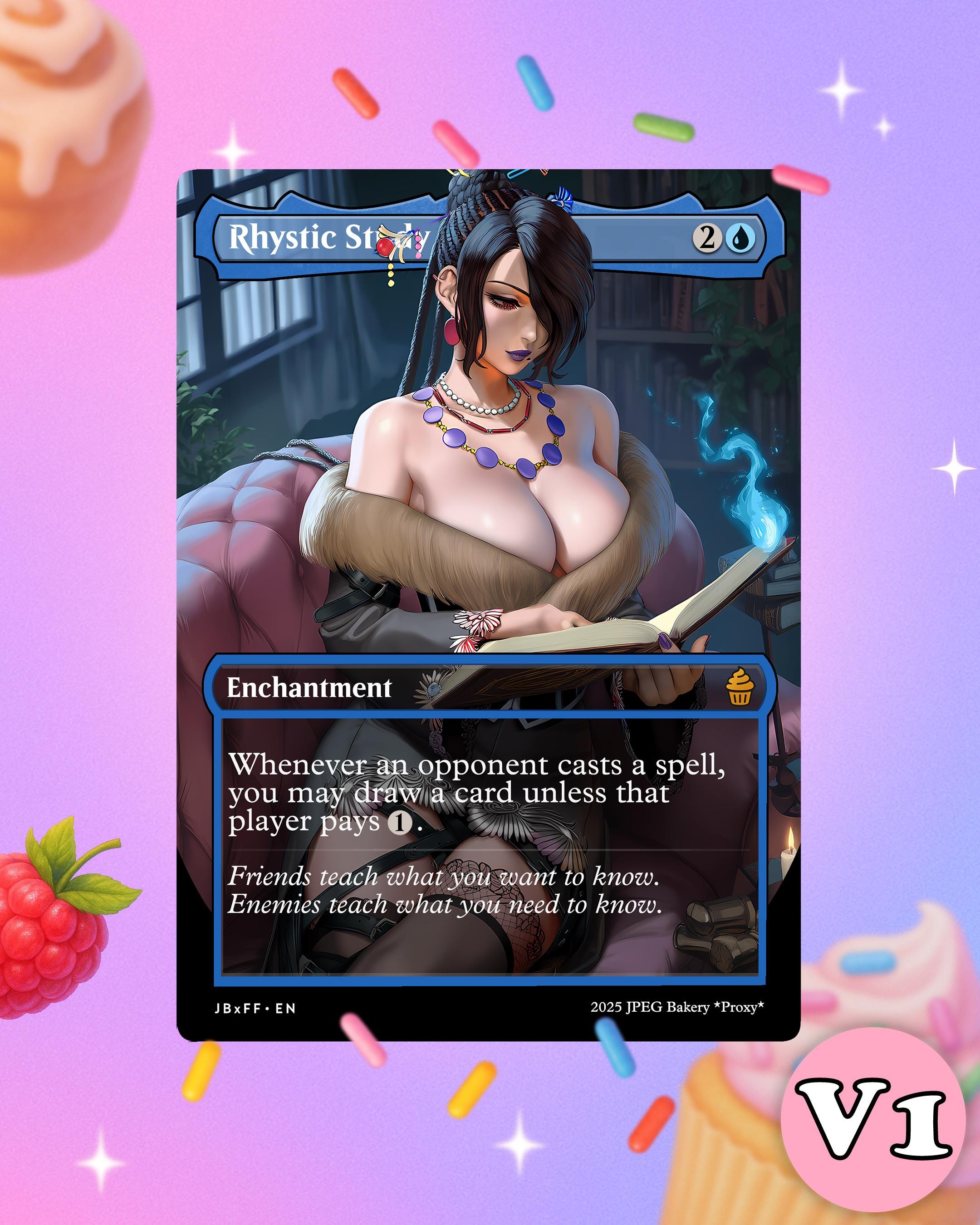 Rhystic Study x Lulu | MTG x Final Fantasy Proxy Card