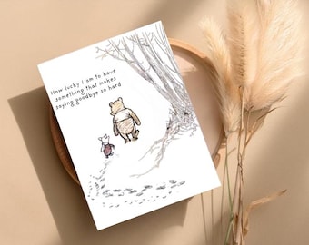 Cartão do Ursinho Pooh, Cartão de Amigo, Cartão de Adeus, Que sorte a minha de ter algo que torna a despedida tão difícil, Download Digital
