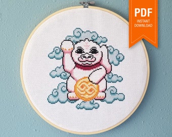 Lucky Dragon Cross Stitch Pattern - Printable PDF Instant Download