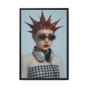 Statis Signal | Punk Rock Wall Art | Multi-color Framed Matte Canvas | Edgy Decor for Music Lovers, Unique Gifts, Room Makeover, Retro Vibe