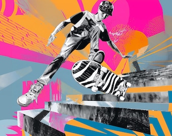 Skateboard Wall Art – Urban Skater Pop Art Print Digital Poster