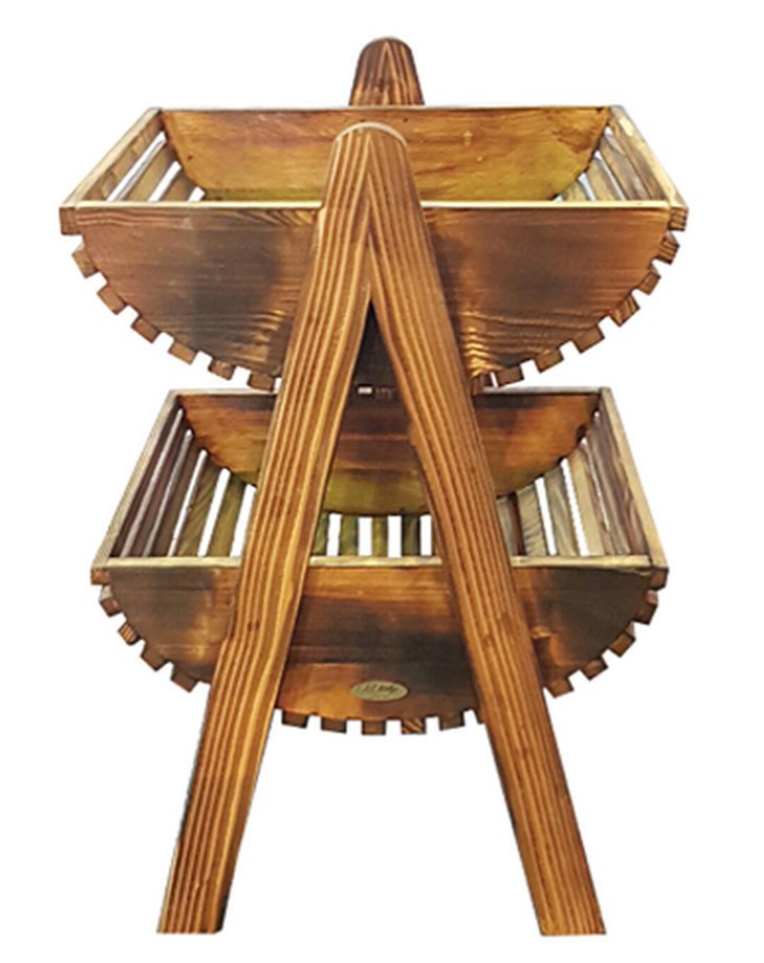 Rustic Wooden 2-tier Basket Stand – Handmade Farmhouse Fruit ...