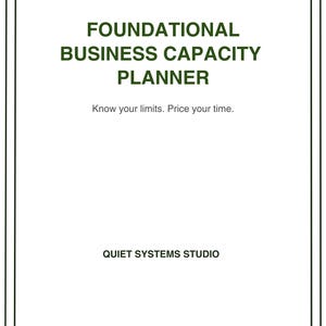 Foundational Business Capacity Planner | Time Management Dashboard | Solo Workload System | Resource Allocation Spreadsheet