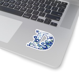 Letra inicial D Adesivo floral inicial D | Decalque chinoiserie para laptop, garrafa de água, scrapbooking, diários, presentes, decoração de casa