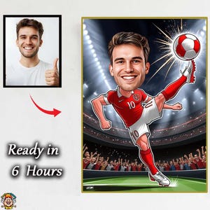 Custom Soccer Player Caricature | Personalized Cartoon from Photo | Girls Football Team Gift | Female or Male Soccer Portrait Art caricature