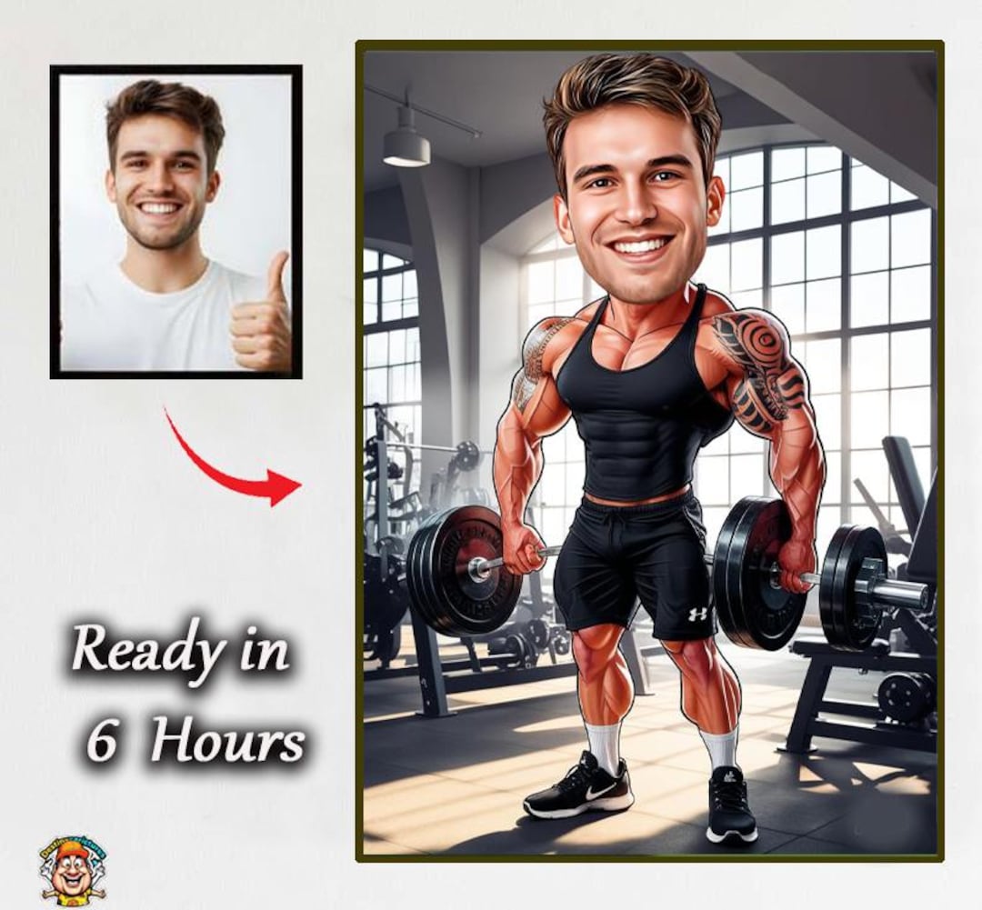 Custom Fitness Caricature – Personalized Gym Gift (digital Download) - Etsy