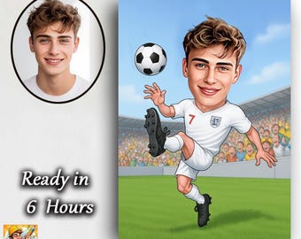 Custom Soccer Player Caricature | Personalized Cartoon from Photo | Girls Football Team Gift | Female or Male Soccer Portrait Art caricature
