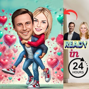 Ritratto di coppia divertente, ritratto di coppia, regalo di coppia, caricatura di coppia, ritratto di famiglia, caricatura personalizzata, regalo di anniversario di coppia