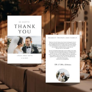 Cartão de agradecimento de casamento minimalista • Impresso • Moderno, elegante, simples, fácil de personalizar e a maneira perfeita de agradecer a quem você ama