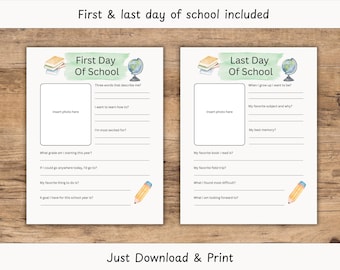 First day & Last Day of School Printable, Printable Back to School Sign, Kids School Memory Keepsake, Student Interview Questionnaire