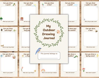 Outdoor drawing journal for kids, Homeschool art worksheet, Fun nature sketchbook, Printable drawing prompts for ages 5-12, Art pages
