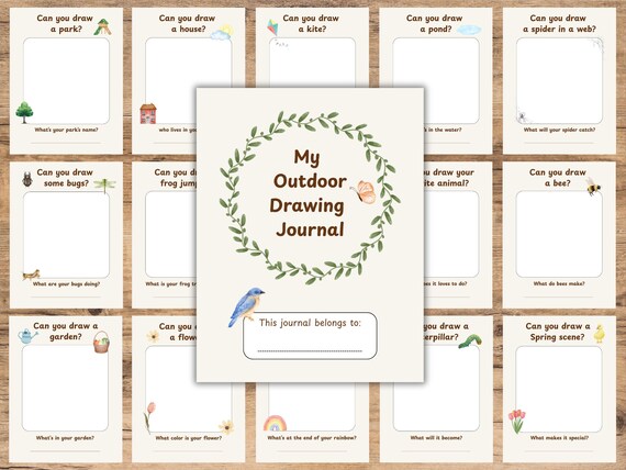 Nature Drawing Journal for Kids, Homeschool Art Prompts (PDF)