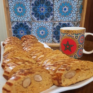 Handmade Moroccan Fekkas Biscotti – Traditional Almond  Sesame Cookies Sweet  Crunchy Biscotti Treats Perfect for Tea Time or Gifting