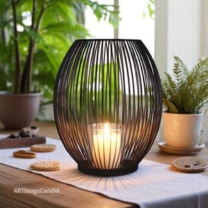 Geometric Iron Candle Holder: Black Metal Birdcage Lantern
