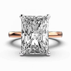 4 Carat Radiant Shape Lab Grown Diamond Solitaire Engagement Ring, IGI Certified E VS Lab Diamond Ring, Lab Created Solid Gold Wedding Ring