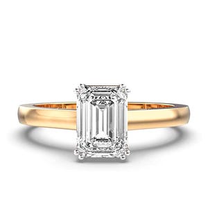 1 Carat Emerald Cut Lab Grown Diamond Solitaire Ring: IGI Certified