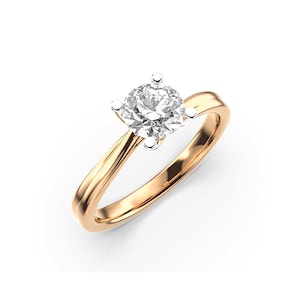 1 Carat Round Shape Lab Grown Diamond Solitaire Engagement Ring, IGI Certified E VS Lab Diamond Ring, Lab Created Solid Gold Wedding Ring