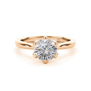 1.00 Carat Round Cut Lab Grown Diamond Solitaire Engagement Ring, IGI Certified CVD Diamond Ring, Lab Created Solid Gold Wedding Ring