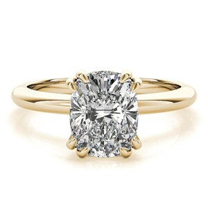 18K Solid Gold Lab Grown Diamond Engagement Ring, Cushion Cut Lab Diamond Solitaire Ring, Ethical and Sustainable Diamond Ring, Gift for Her