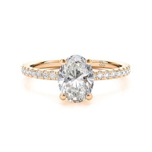 1.50 Carat Oval Lab Grown Diamond Engagement Ring: 14k Gold Halo Wedding Ring