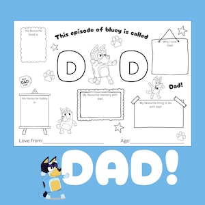 Tout sur papa, Questionnaire fête des pères, Fête des pères à imprimer, Thème bleu, Tout sur papa à imprimer, Anniversaire de papa, Bonne fête des pères