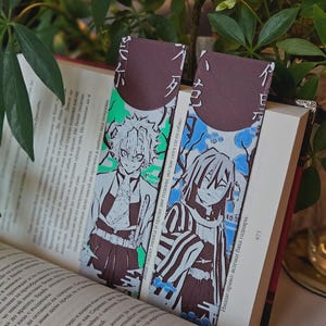Marcapáginas Demon Slayer Obanai y Sanemi: regalo para fans del anime. Envío gratuito.