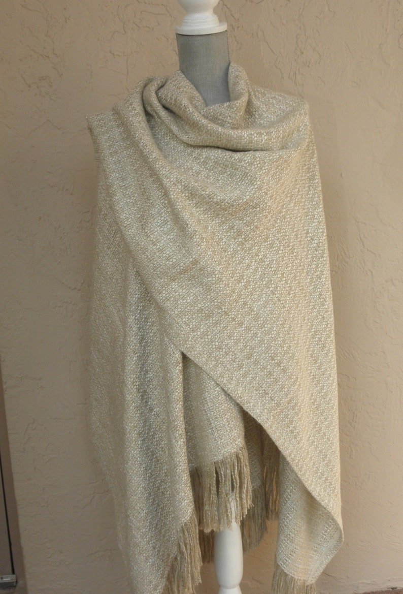 Handmade Fringed Ivory Color Shawl Wrap Scarf Ruana Jacket Etsy