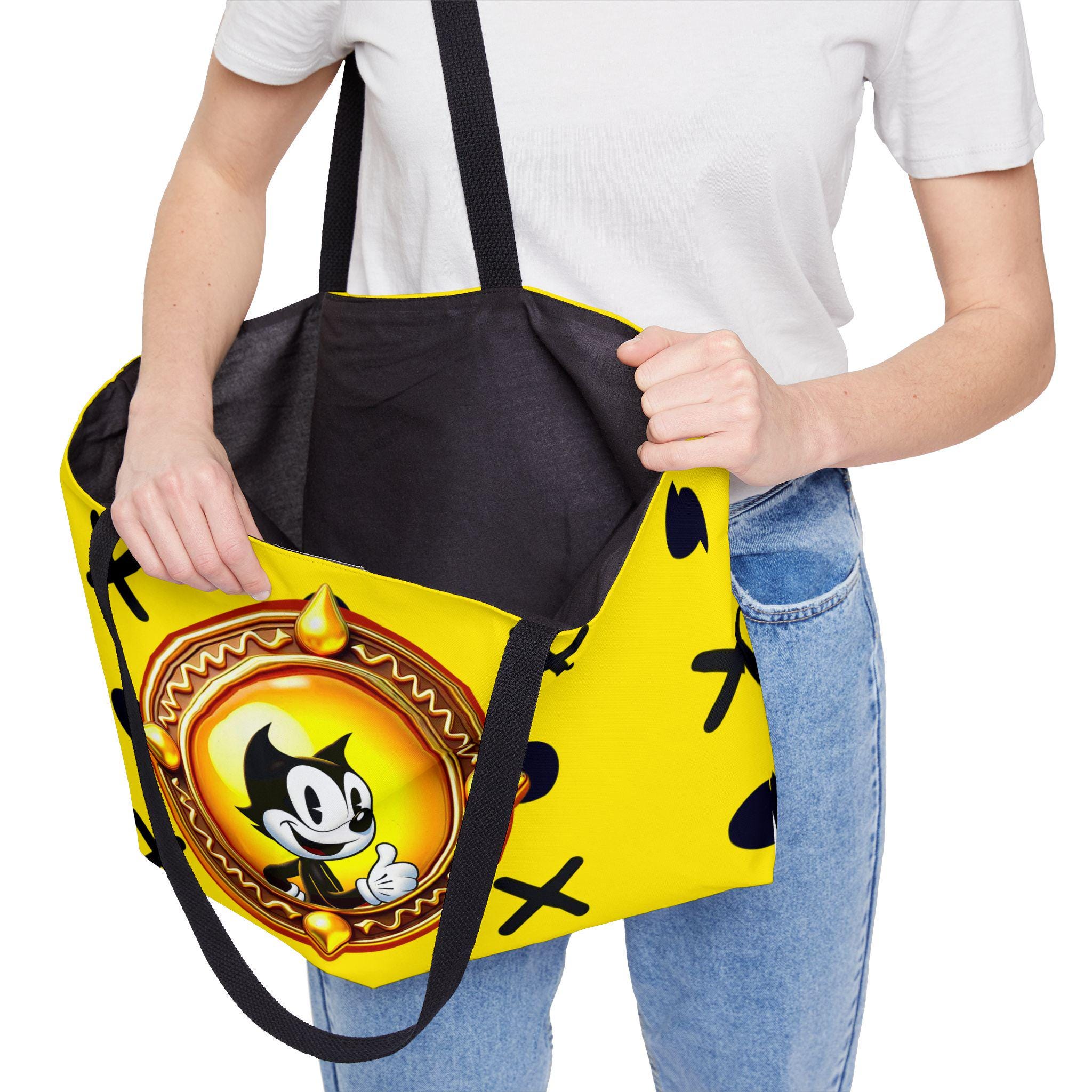 Felix the Cat Inspired Oversized Tote Bag, Cartoon Cat Handbag