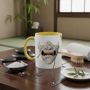 Ghost of Yotei Kintsugi Mug | Japanese Gaming Coffee Cup | Gold Mask Gamer Gift | Anime Drinkware for Collectors